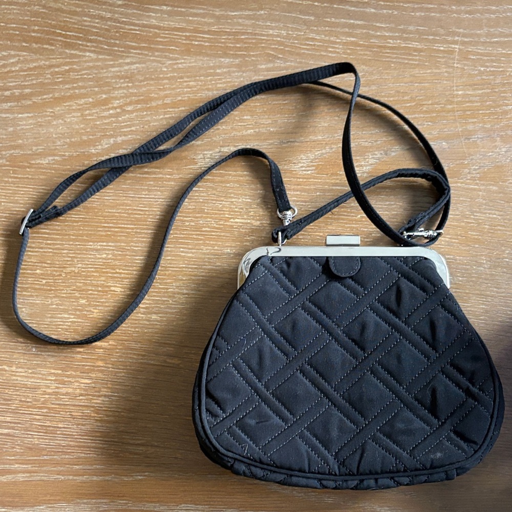 Vera Bradley Black Quilted Crossbody with Metal Frame Clasp